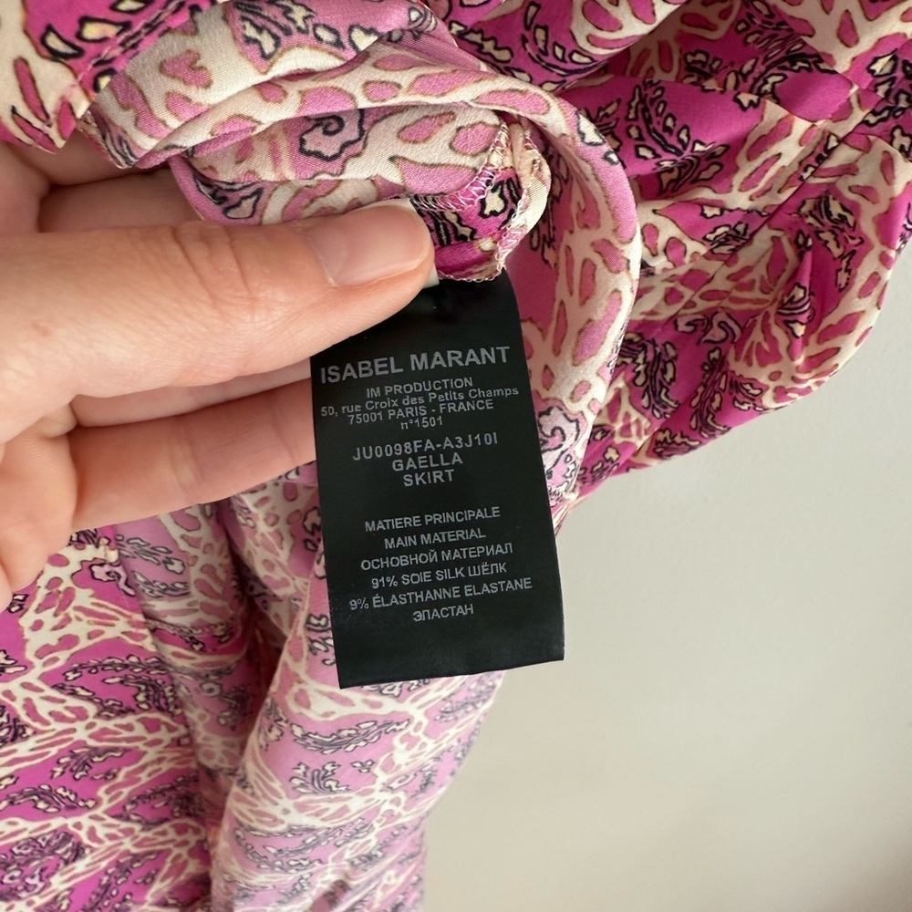 Isabel Marant Gaella Midi Skirt - Fuchsia Print - Silk - FR Size 38/US Size 6 - Picture 5 of 15